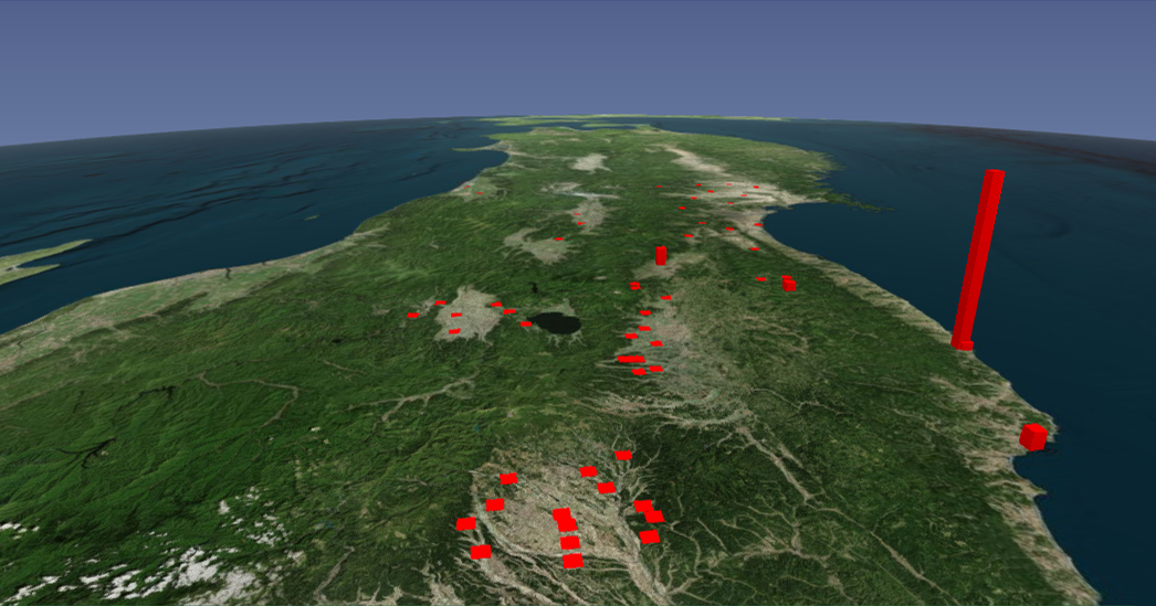 福島県の放射性ヨウ素の汚染地図