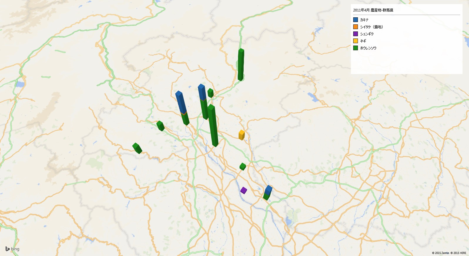 群馬県の放射性ヨウ素の汚染地図