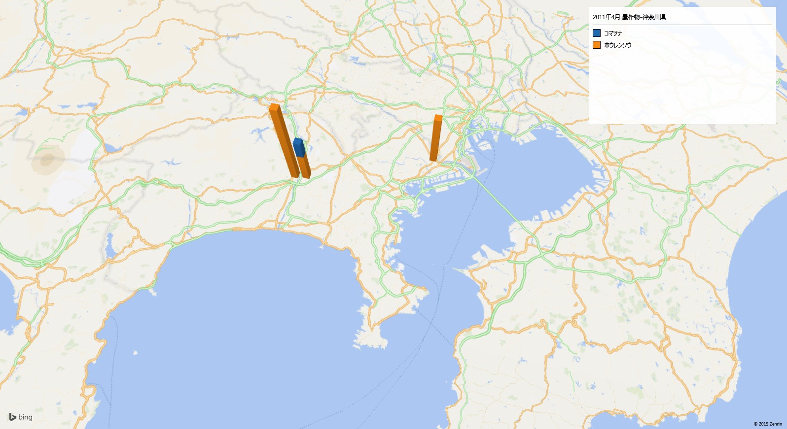 神奈川県の放射性ヨウ素の汚染地図